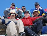 
My crew on the Tashi (Tesi) Lapcha pass: Front: Guide Gyan Tamang (his seventh time with me), Jerome Ryan, Climbing Sherpa Palden (his third time with me). Back: Porter Dumbar, cook Chandraman (his second time with me), porter Pasang.
